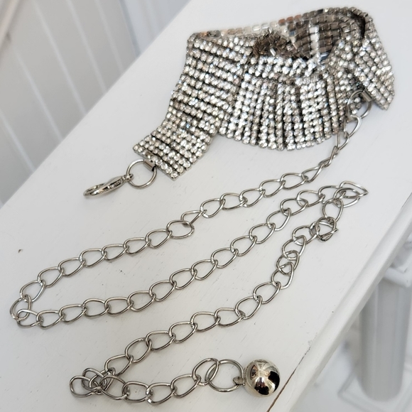 1990s Rhinestone Belt Adjustable Glitzy Vintage - Picture 5 of 6